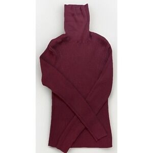 VTG Banana Republic Womens L Burgundy Ribbed 100% Cotton Turtleneck Sweater 90s